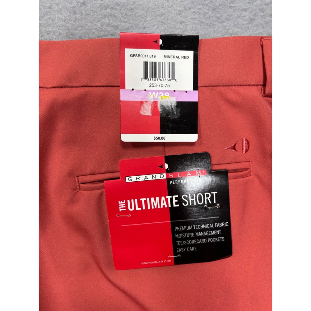 Grand Slam Performance Ultimate Shorts Mens 38 Mineral Red GFSB0011 619 Golf NWT - Picture 5 of 8